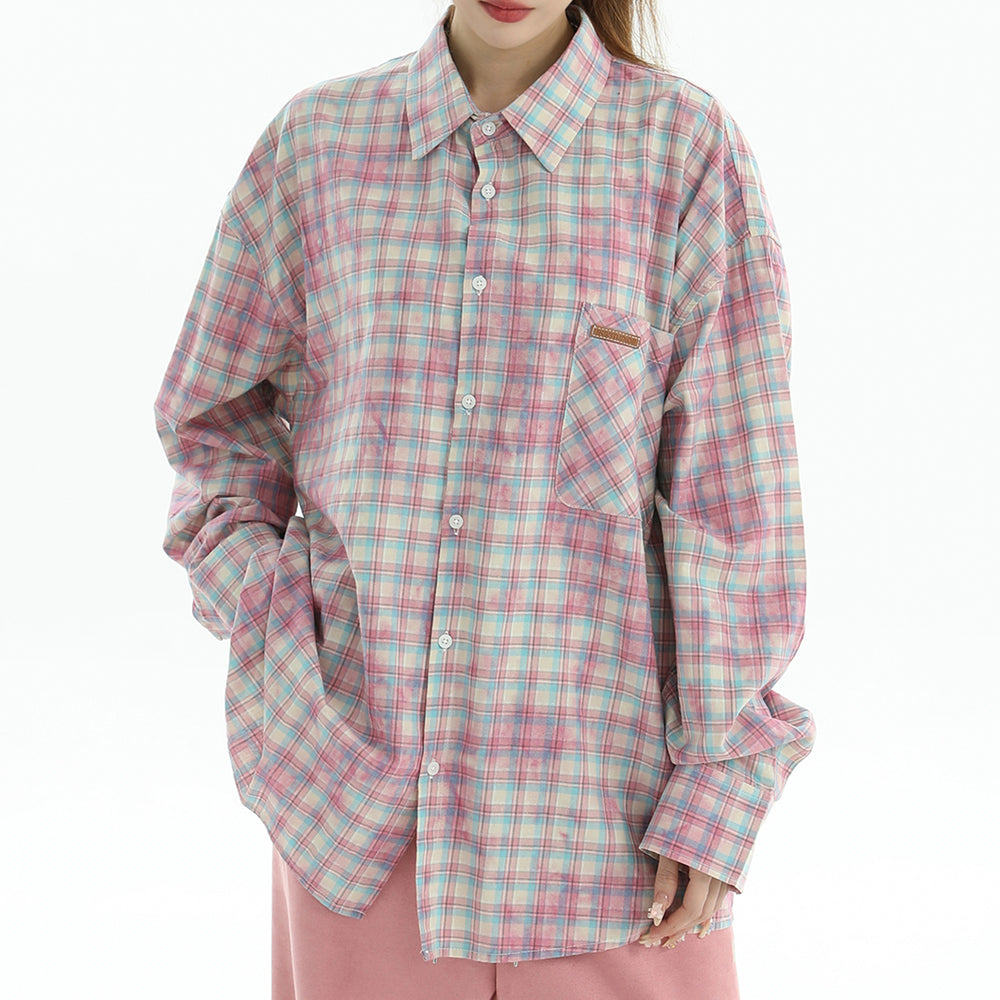 Soft Girl Plaid Button-Up Shirt