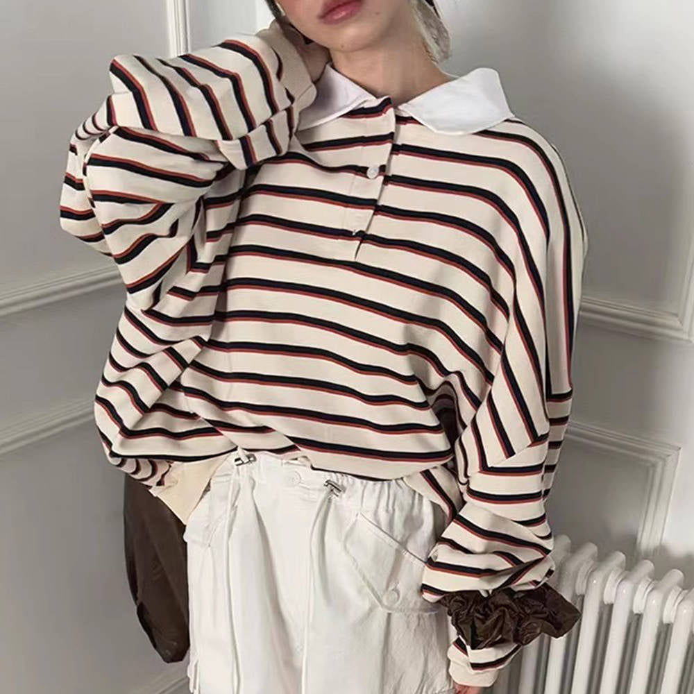 Bonjour Baby Stripe Polo Sweatshirt