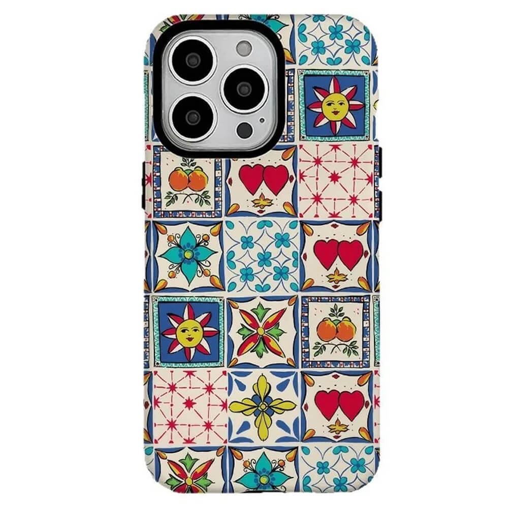 Sun & Heart Pattern iPhone Case