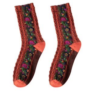 Vintage Embroidered Floral Socks