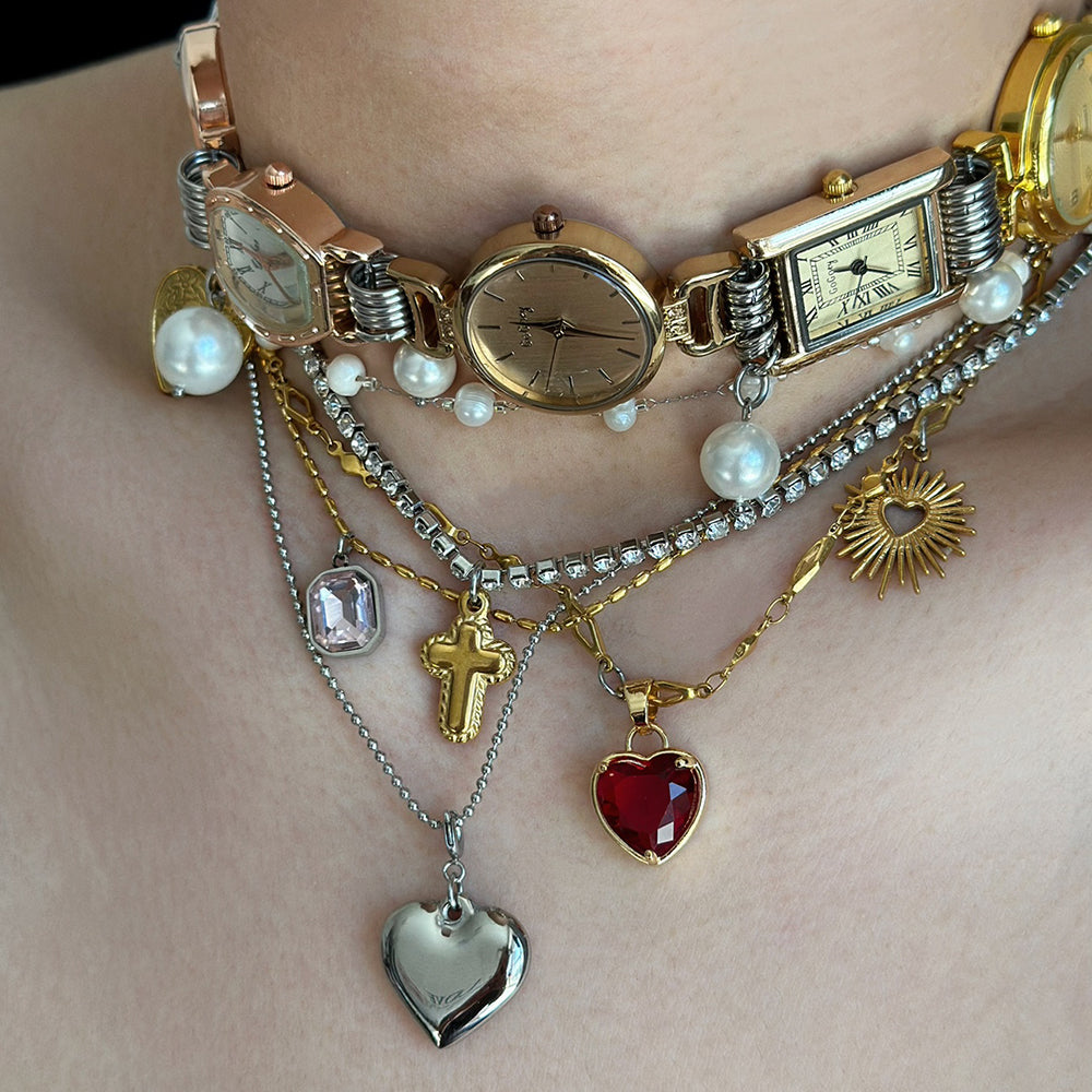 Vintage Layered Charm Necklace Set