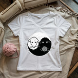 Black & White Sheeps Lady V-neck