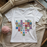 Granny Squares Heart Lady V-neck