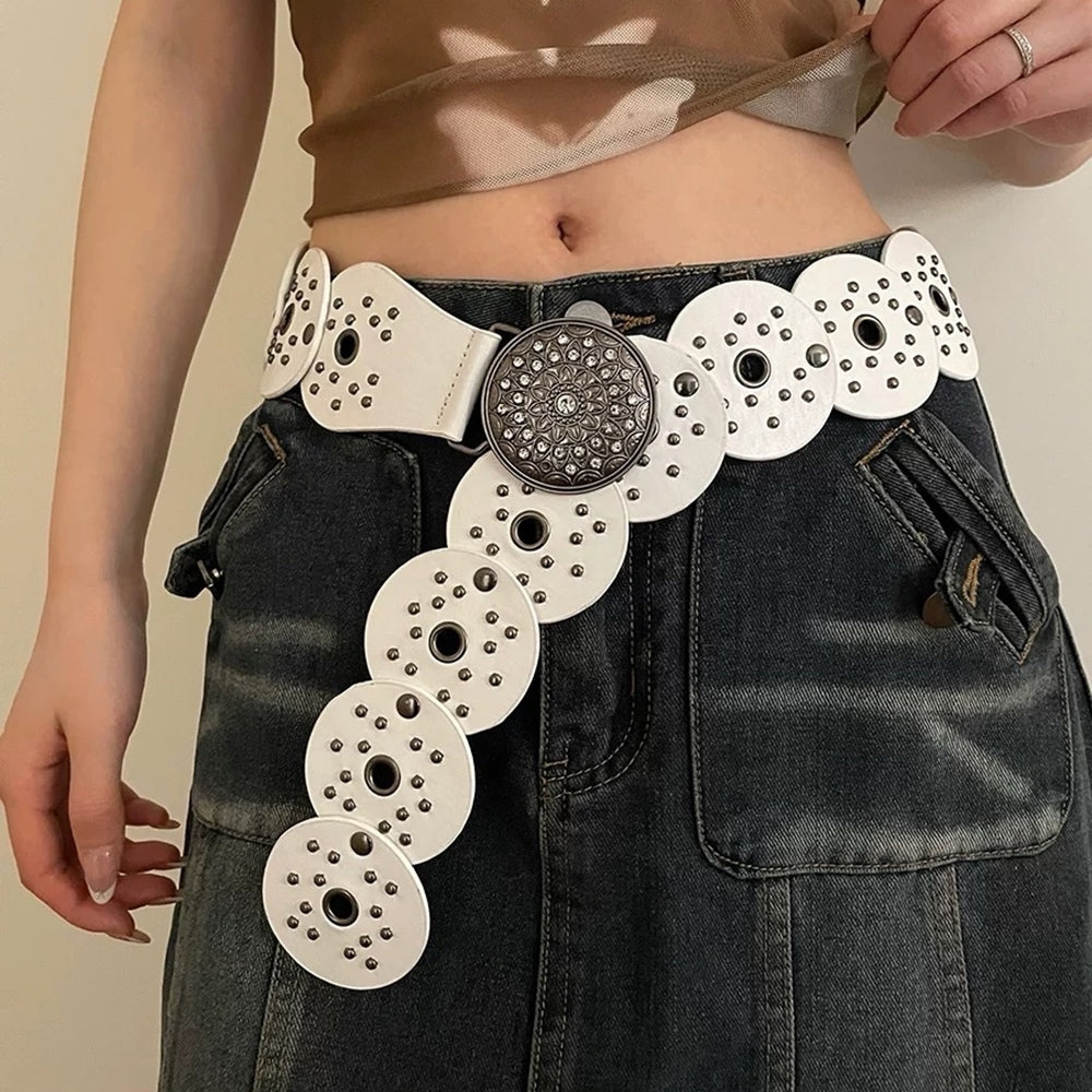 White Studded Boho Belt