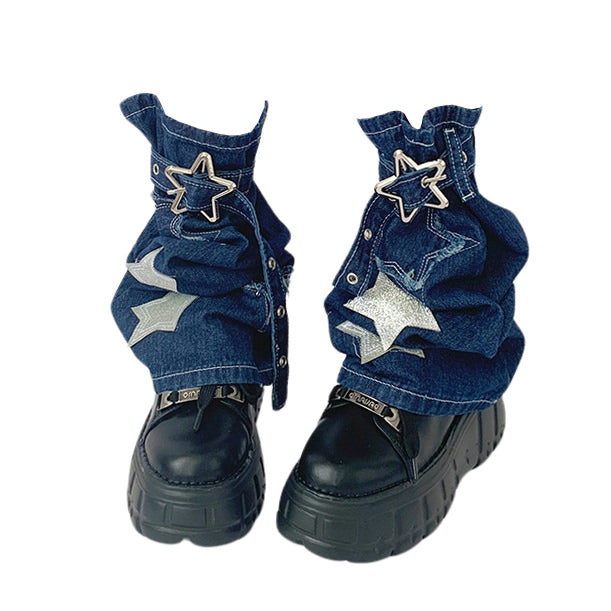 Y2K Star Denim Leg Warmers