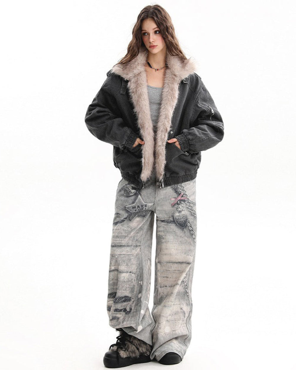 Not Your Babydoll Fur Trim Bomber Jacket