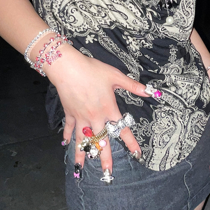 Y2K Rhinestone Dog Bone Bracelet